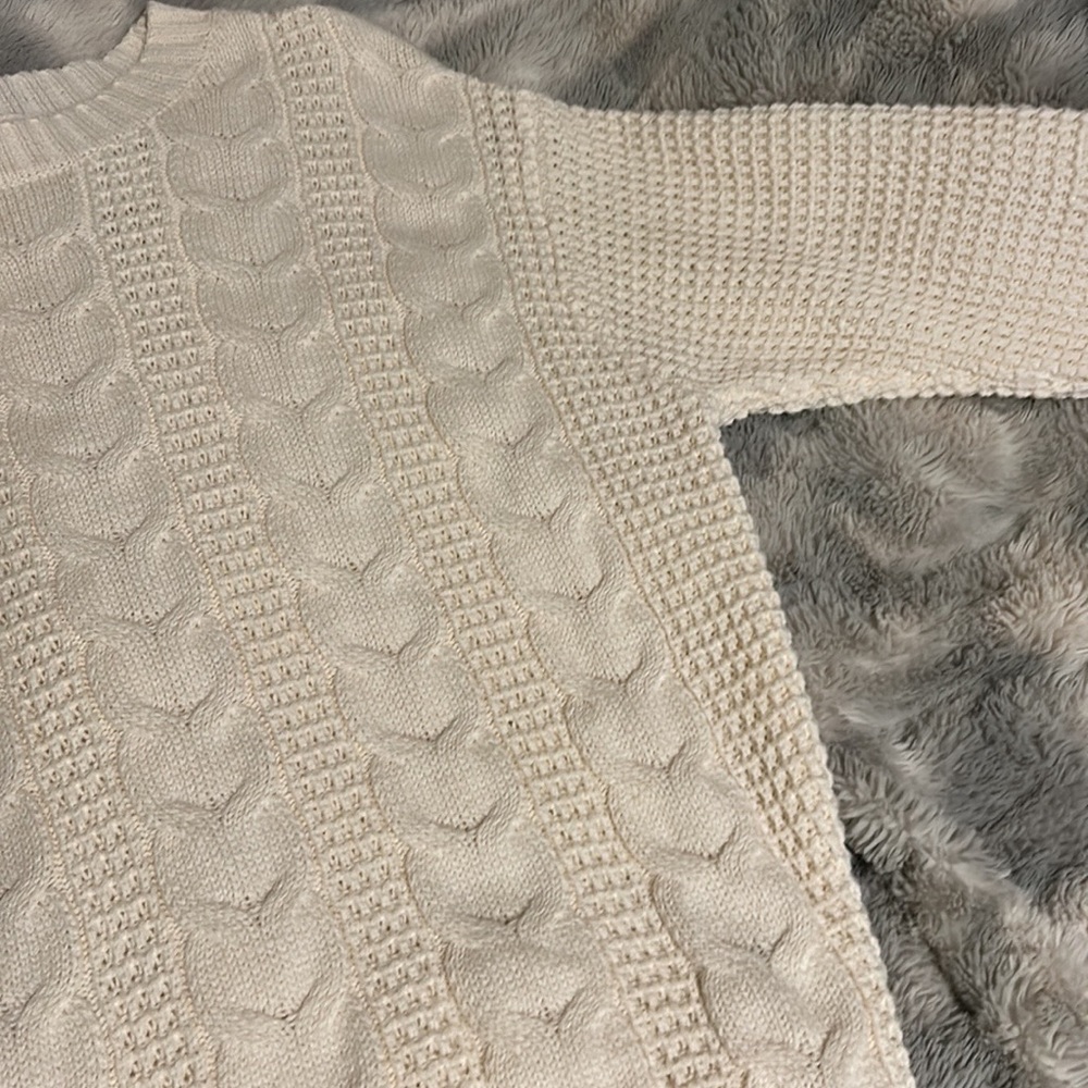 NWT.  American Eagle - Cream Sweater with Green Trim - Size: Medium - Picture 5 of 8